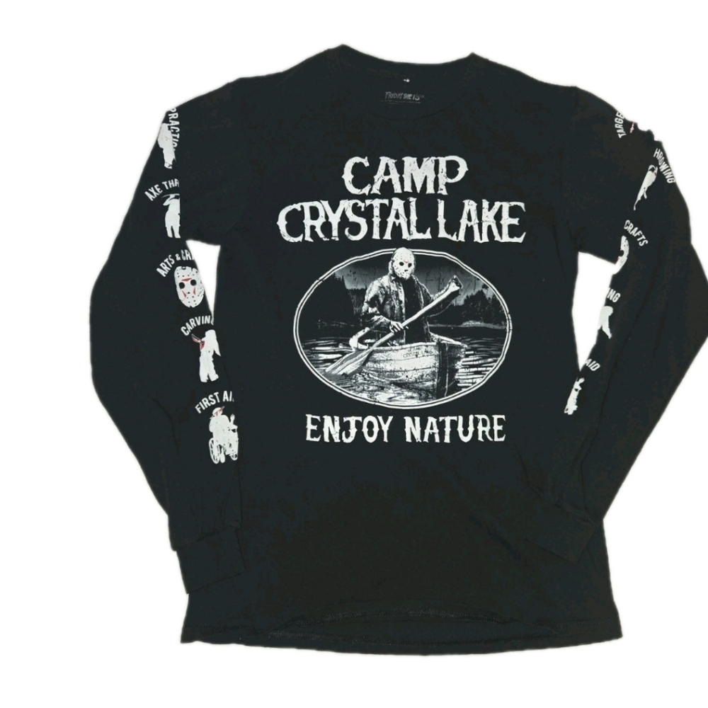 Black Camp Crystal Lake Long Sleeve Graphic Shirt Size M